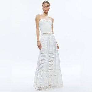 NWT ALICE + OLIVIA REISE PANELLED MAXI SKIRT OFF WHITE SZ 10